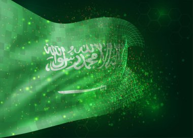 Suudi Arabistan, yeşil zemin üzerinde çokgen ve veri numaralarıyla 3d vektörü