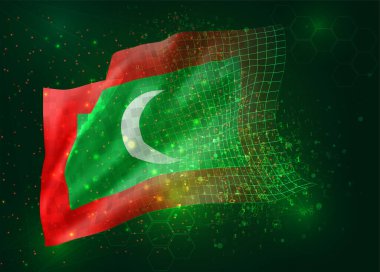 Maldivler, yeşil zemin üzerinde çokgen ve veri numaralarıyla 3d vektörü üzerinde