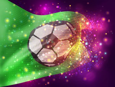 Pembe arkaplanda ışık ve fişeklerle futbol topu vektörü 3d bayrağı