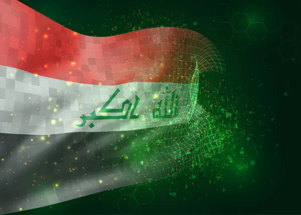 Irak Vector Vlag Groene Achtergrond Met Polygonen Datanummers — Stockvector