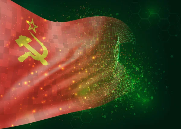 Comunista Vector Bandera Sobre Fondo Verde Con Polígonos Números Datos — Vector de stock