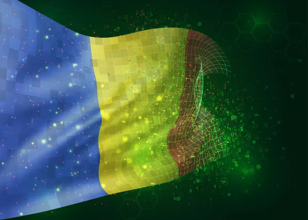 Ρουμανία Διάνυσμα Σημαία Πράσινο Φόντο Πολύγωνα Και Αριθμούς Δεδομένων — Διανυσματικό Αρχείο