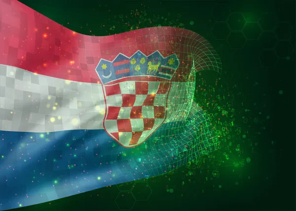 Хорватия Вектор Флаг Зеленом Фоне Полигонами Номерами Данных — стоковый вектор