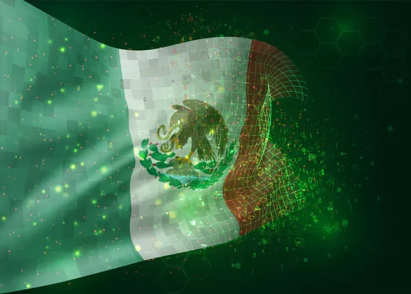 Μεξικό Διάνυσμα Σημαία Πράσινο Φόντο Πολύγωνα Και Αριθμούς Δεδομένων — Διανυσματικό Αρχείο