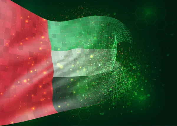 Zjednoczone Emiraty Arabskie Flaga Wektora Zielonym Tle Wielokątami Numerami Danych — Wektor stockowy