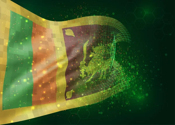 Sri Lanka Vector Vlag Groene Achtergrond Met Polygonen Datanummers — Stockvector