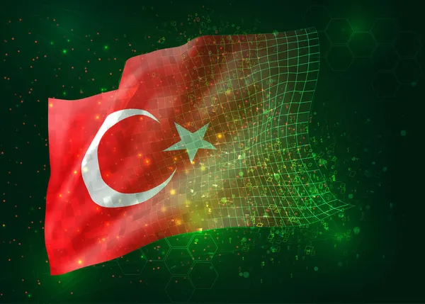 Vetor Bandeira Fundo Verde Com Polígonos Números Dados Turquia —  Vetores de Stock
