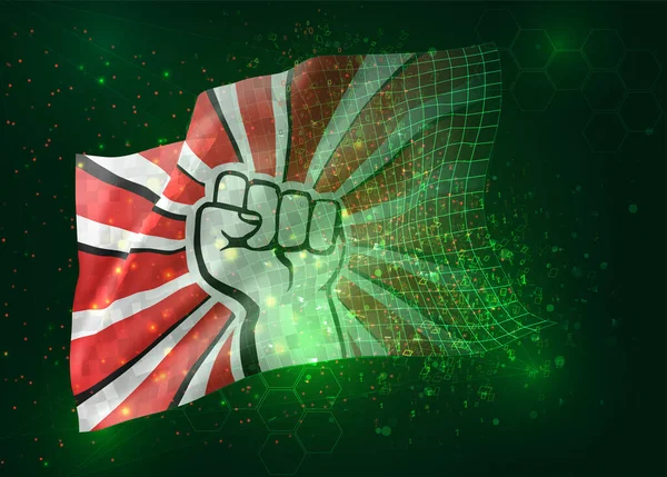 Кулак Протесту Векторному Прапорі Зеленому Тлі Багатокутниками Даними — стоковий вектор