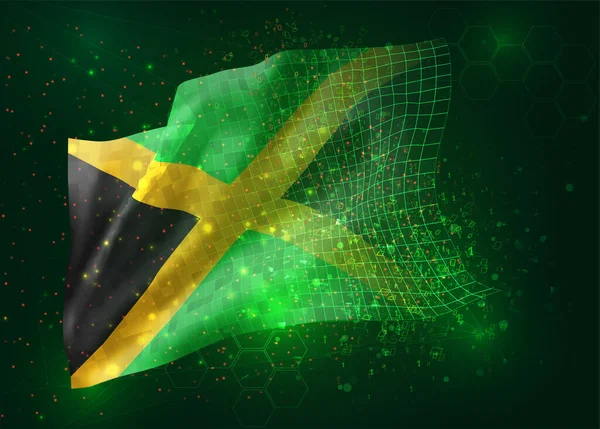 Jamaica Vetor Bandeira Fundo Verde Com Polígonos Números Dados — Vetor de Stock