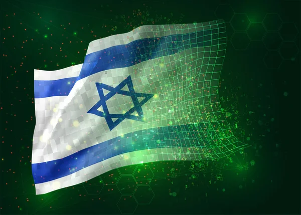 Israël Vector Vlag Groene Achtergrond Met Polygonen Datanummers — Stockvector