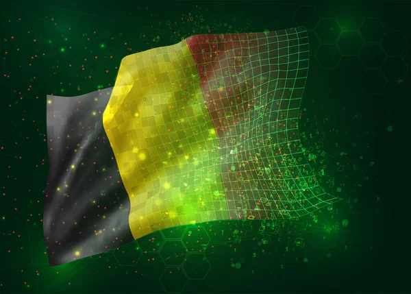 Βέλγιο Διάνυσμα Σημαία Πράσινο Φόντο Πολύγωνα Και Αριθμούς Δεδομένων — Διανυσματικό Αρχείο