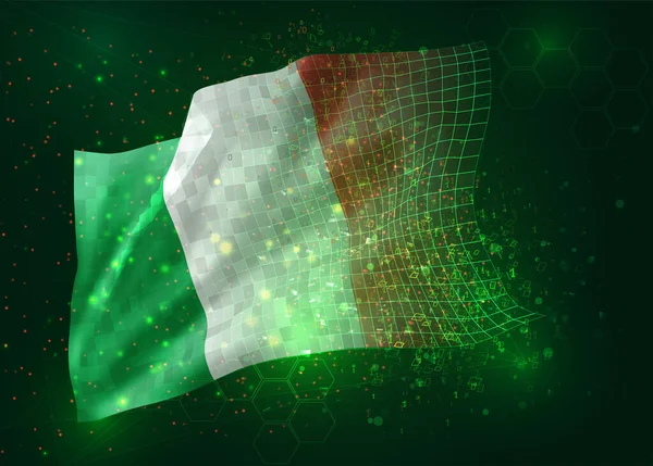 Italien Auf Vektor Flagge Auf Grünem Hintergrund Mit Polygonen Und — Stockvektor