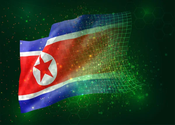 Κορέα Διάνυσμα Σημαία Πράσινο Φόντο Πολύγωνα Και Αριθμούς Δεδομένων — Διανυσματικό Αρχείο