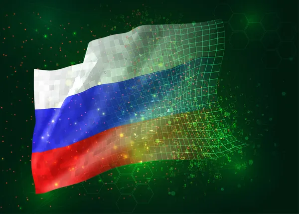 Rusia Vector Bandera Sobre Fondo Verde Con Polígonos Números Datos — Archivo Imágenes Vectoriales