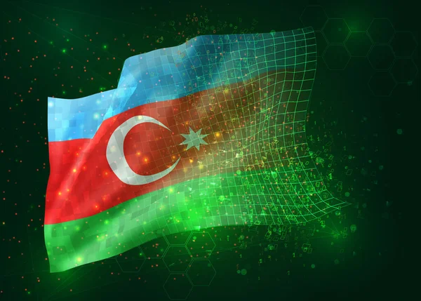 Αζερμπαϊτζάν Διάνυσμα Σημαία Πράσινο Φόντο Πολύγωνα Και Αριθμούς Δεδομένων — Διανυσματικό Αρχείο