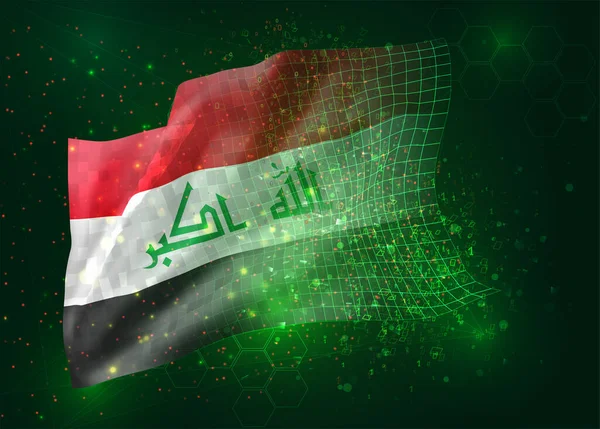 Irak Sur Drapeau Vectoriel Sur Fond Vert Avec Des Polygones — Image vectorielle