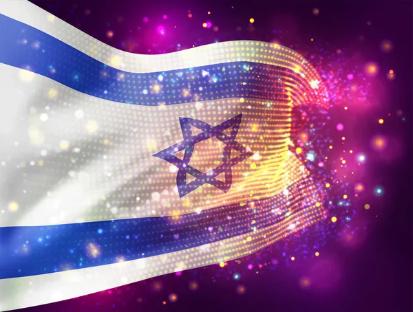 Israele Bandiera Vettoriale Sfondo Viola Rosa Con Luci Razzi — Vettoriale Stock