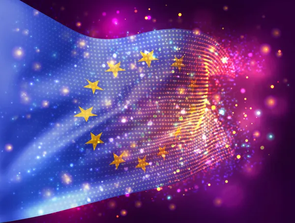 Векторный Флаг Розовом Фиолетовом Фоне Освещением Вспышками Европейский Союз — стоковый вектор