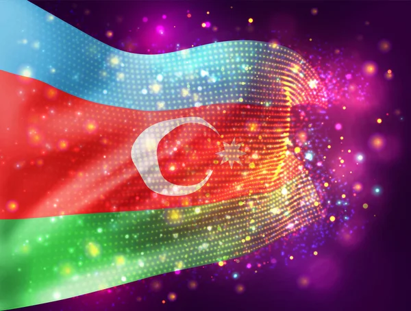 Αζερμπαϊτζάν Διάνυσμα Σημαία Ροζ Μωβ Φόντο Φωτισμό Και Φωτοβολίδες — Διανυσματικό Αρχείο