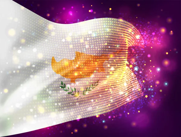 Cyprus Vector Vlag Roze Paarse Achtergrond Met Verlichting Fakkels — Stockvector