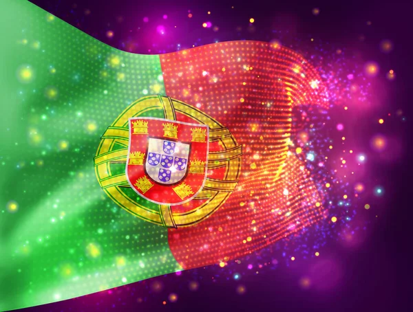 Portugal Vector Bandera Sobre Fondo Rosa Púrpura Con Iluminación Bengalas — Archivo Imágenes Vectoriales