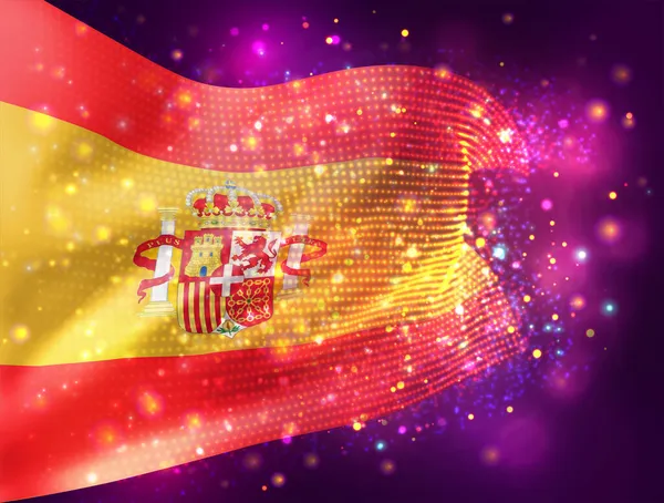 España Vector Bandera Sobre Fondo Rosa Púrpura Con Iluminación Bengalas — Vector de stock
