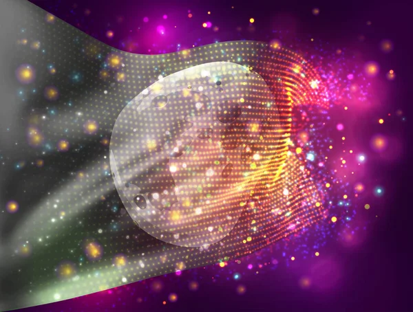 Луна Вектор Флаг Розовом Фиолетовом Фоне Освещением Вспышками — стоковый вектор