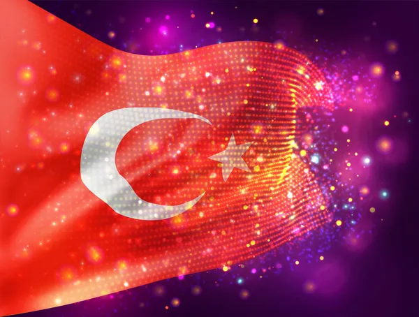 Τουρκία Διάνυσμα Σημαία Ροζ Μωβ Φόντο Φωτισμό Και Φωτοβολίδες — Διανυσματικό Αρχείο
