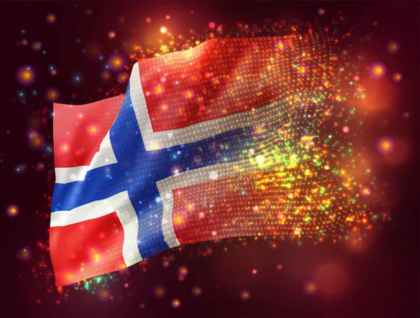 Noorwegen Vector Vlag Roze Paarse Achtergrond Met Verlichting Fakkels — Stockvector