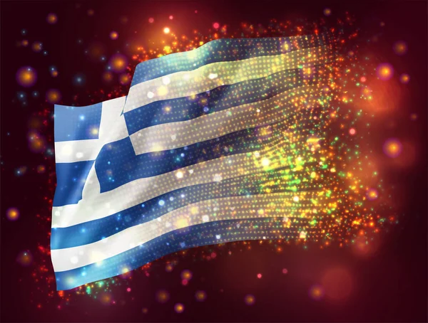 Görögország Vektor Zászló Rózsaszín Lila Háttér Világítással Fáklyákkal — Stock Vector