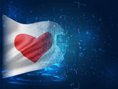 kalp ve aşk vektörü 3d bayrak mavi arka planda hud arayüzleri ile