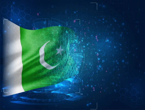 Pakistán Vector Bandera Sobre Fondo Azul Con Interfaces Hud — Archivo Imágenes Vectoriales