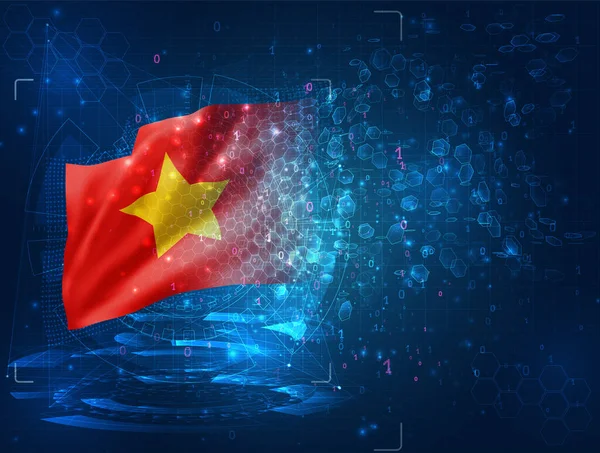 Vietnam Vector Bandera Sobre Fondo Azul Con Hud Interfaces — Vector de stock