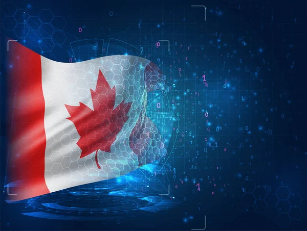 Canadá Vector Bandera Sobre Fondo Azul Con Interfaces Hud — Vector de stock