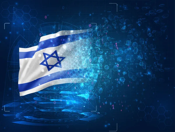 Israel Vetor Bandeira Fundo Azul Com Interfaces Hud — Vetor de Stock