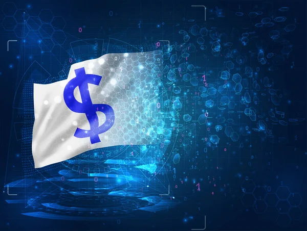 Δολάριο Νόμισμα Στο Διάνυσμα Σημαία Μπλε Φόντο Διεπαφές Hud — Διανυσματικό Αρχείο
