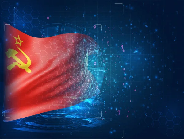 Red Banner Communism Ussr Vector Flag Blue Background Hud Interfaces — Stock Vector