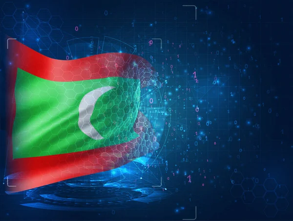 Maldivler Mavi Arkaplanda Hud Arayüzlü Vektör Bayrağı — Stok Vektör