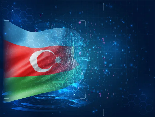 Αζερμπαϊτζάν Διάνυσμα Σημαία Μπλε Φόντο Διεπαφές Hud — Διανυσματικό Αρχείο