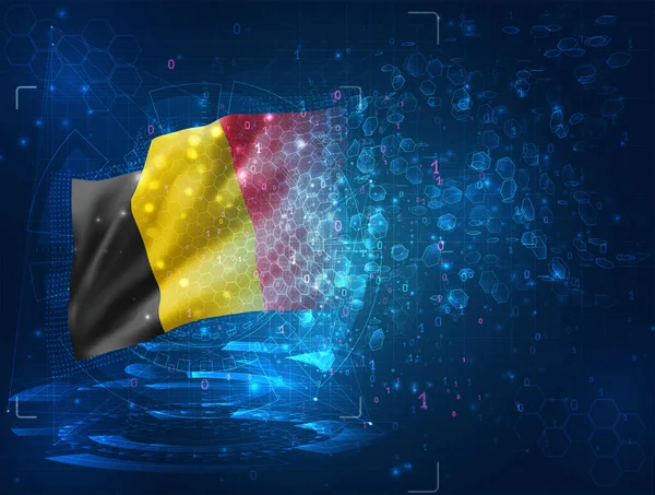 Belgie Vektorová Vlajka Modrém Pozadí Rozhraními Hud — Stockový vektor