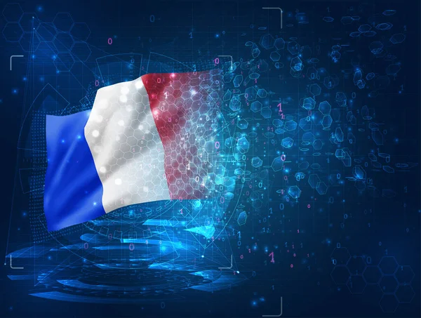 Frankrijk Vector Vlag Blauwe Achtergrond Met Hud Interfaces — Stockvector