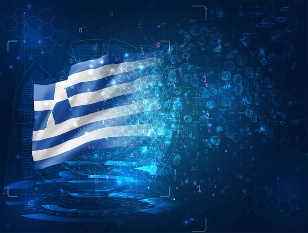 Ελλάδα Διάνυσμα Σημαία Μπλε Φόντο Hud Interfaces — Διανυσματικό Αρχείο