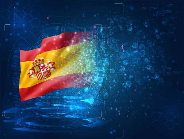 Испания Вектор Флаг Синем Фоне Hud Интерфейсами — стоковый вектор