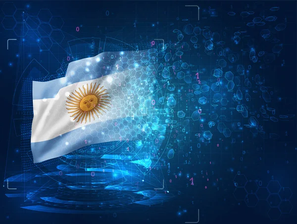 Argentina Vetor Bandeira Fundo Azul Com Interfaces Hud —  Vetores de Stock