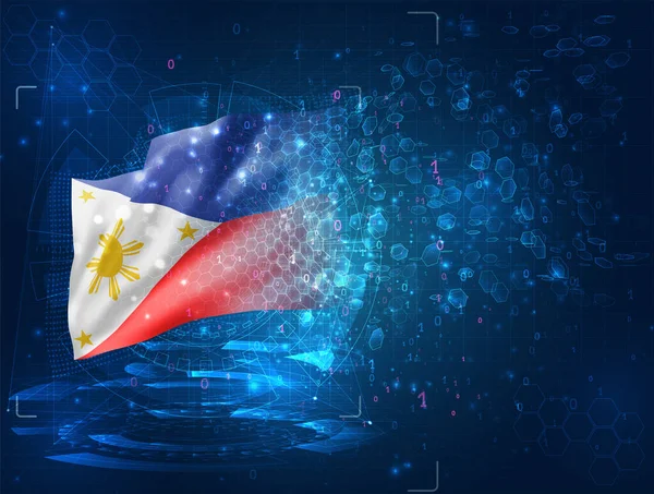 Filipinas Vector Bandera Sobre Fondo Azul Con Interfaces Hud — Vector de stock