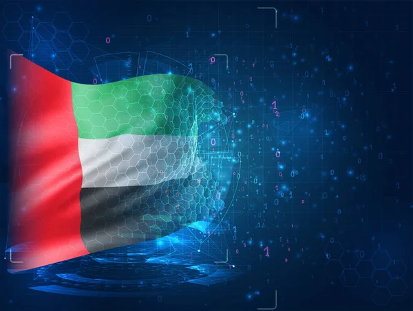 Zjednoczone Emiraty Arabskie Flaga Wektora Niebieskim Tle Interfejsami Hud — Wektor stockowy