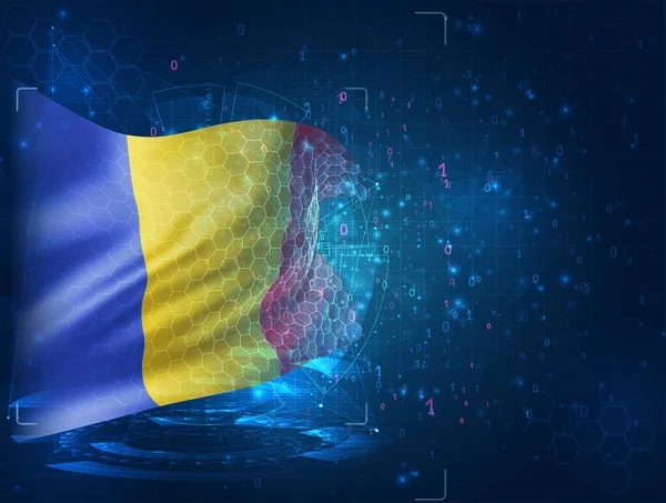 Ρουμανία Διάνυσμα Σημαία Μπλε Φόντο Διεπαφές Hud — Διανυσματικό Αρχείο