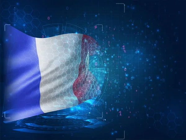 Франция Вектор Флаг Синем Фоне Hud Интерфейсами — стоковый вектор