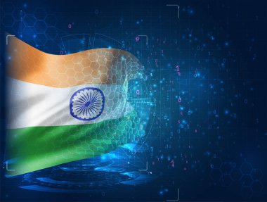 Hindistan, mavi arkaplanda hud arayüzlü 3d vektörü