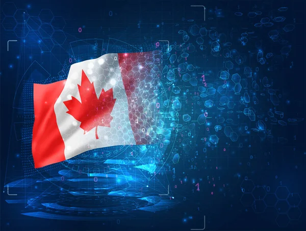 Canadá Vector Bandera Sobre Fondo Azul Con Interfaces Hud — Vector de stock